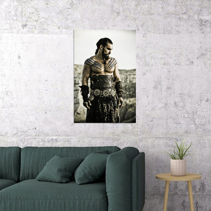 Jason Momoa Black and White Warrior Photo Print Hollywood Celebrity Poster Handsome Man Wall Art Hot Male Actor Aesthetic Decor for Bedroom Living Space - xonomax