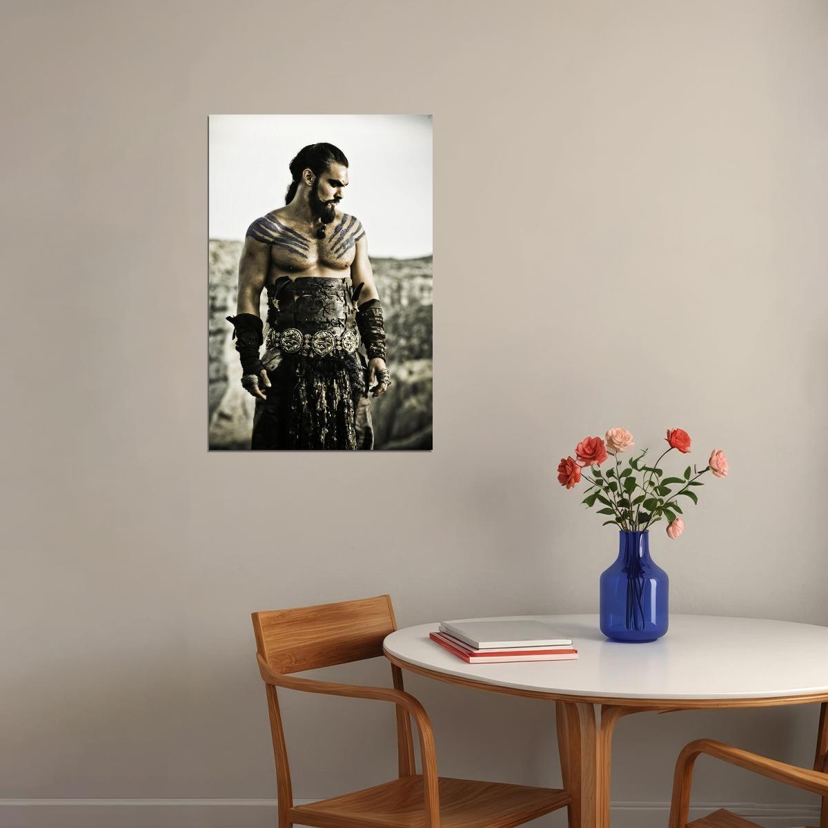 Jason Momoa Black and White Warrior Photo Print Hollywood Celebrity Poster Handsome Man Wall Art Hot Male Actor Aesthetic Decor for Bedroom Living Space - xonomax