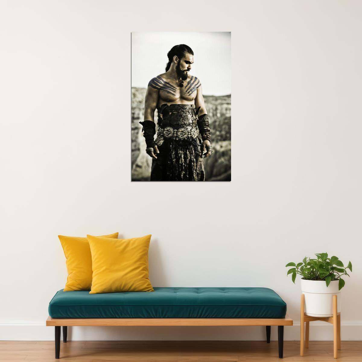 Jason Momoa Black and White Warrior Photo Print Hollywood Celebrity Poster Handsome Man Wall Art Hot Male Actor Aesthetic Decor for Bedroom Living Space - xonomax