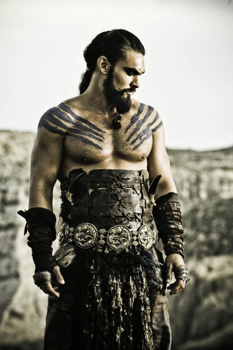 Jason Momoa Black and White Warrior Photo Print Hollywood Celebrity Poster Handsome Man Wall Art Hot Male Actor Aesthetic Decor for Bedroom Living Space - xonomax