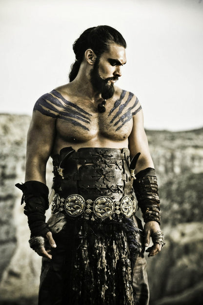 Jason Momoa Black and White Warrior Photo Print Hollywood Celebrity Poster Handsome Man Wall Art Hot Male Actor Aesthetic Decor for Bedroom Living Space - xonomax