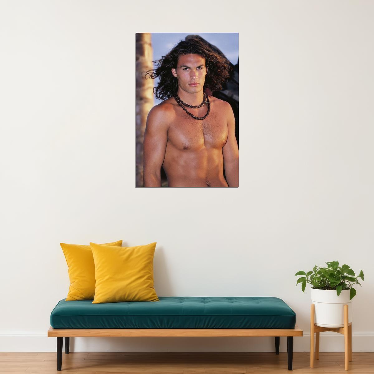 Young Jason Momoa Shirtless Photo Print Hollywood Celebrity Poster Handsome Man Wall Art Hot Male Model Aesthetic Decor for Bedroom Living Room - xonomax