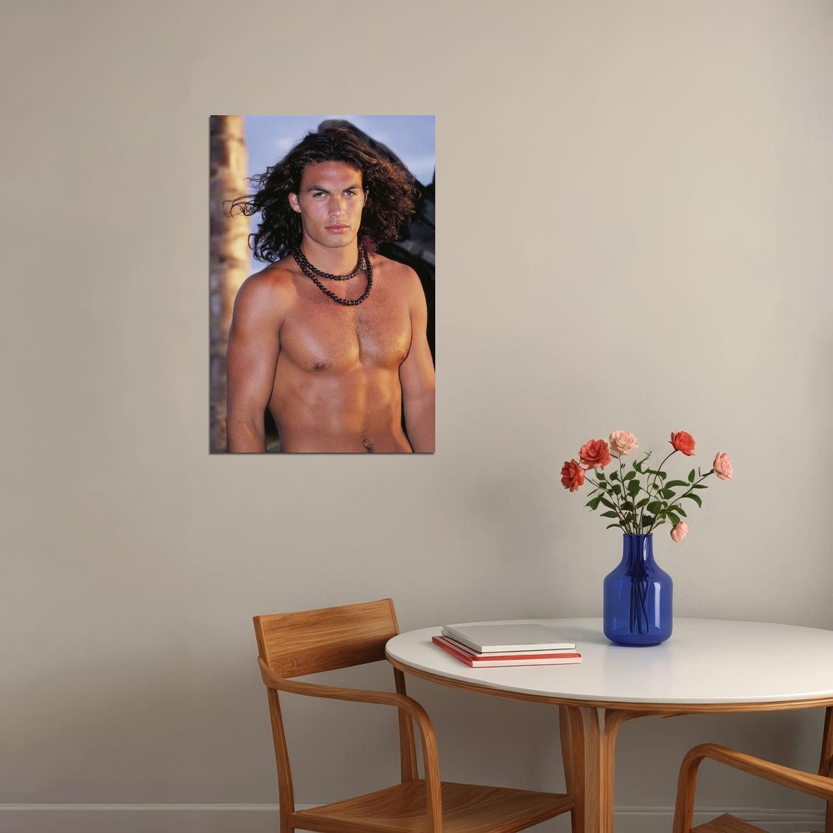 Young Jason Momoa Shirtless Photo Print Hollywood Celebrity Poster Handsome Man Wall Art Hot Male Model Aesthetic Decor for Bedroom Living Room - xonomax