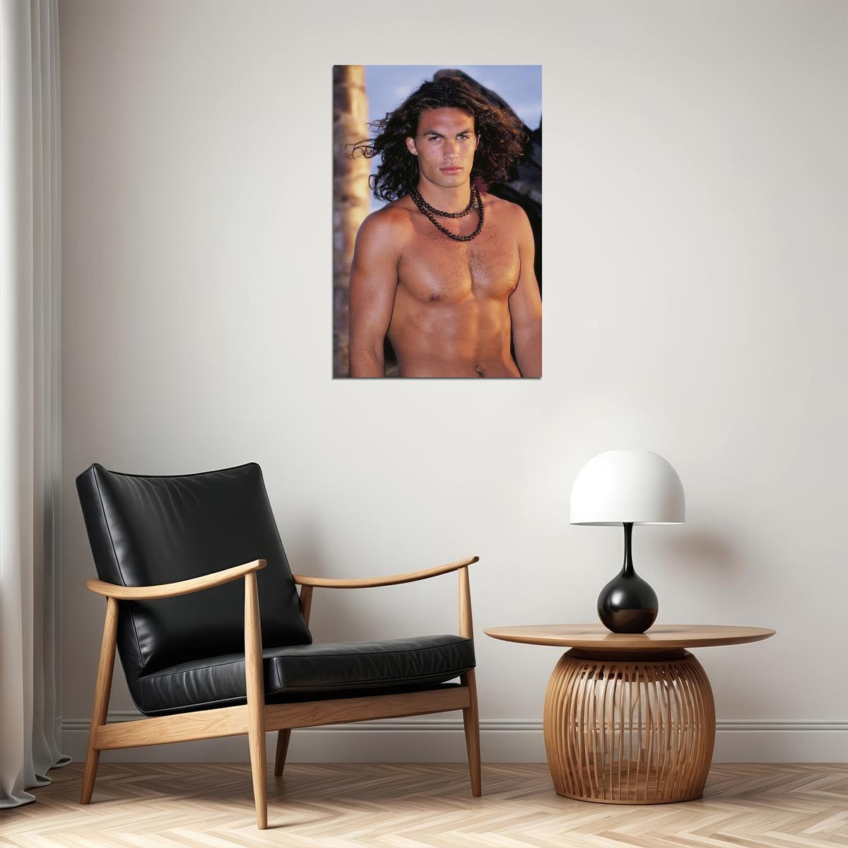 Young Jason Momoa Shirtless Photo Print Hollywood Celebrity Poster Handsome Man Wall Art Hot Male Model Aesthetic Decor for Bedroom Living Room - xonomax