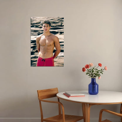 Jason Momoa Shirtless Beach Photo Print Hollywood Celebrity Poster Handsome Man Wall Art Hot Male Model Aesthetic Decor for Bedroom Living Space - xonomax