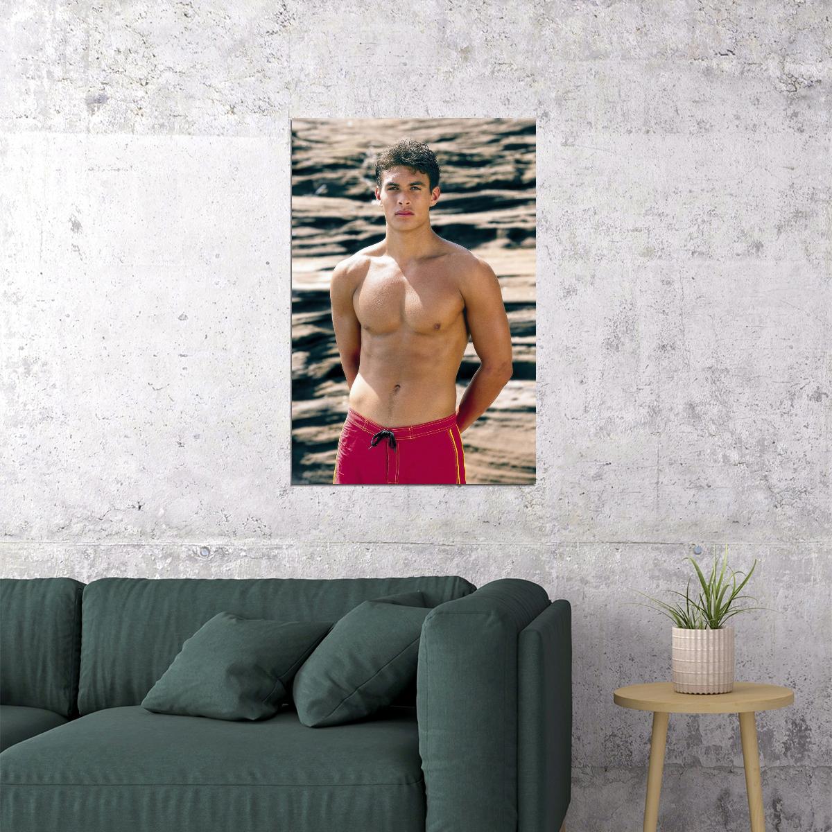Jason Momoa Shirtless Beach Photo Print Hollywood Celebrity Poster Handsome Man Wall Art Hot Male Model Aesthetic Decor for Bedroom Living Space - xonomax