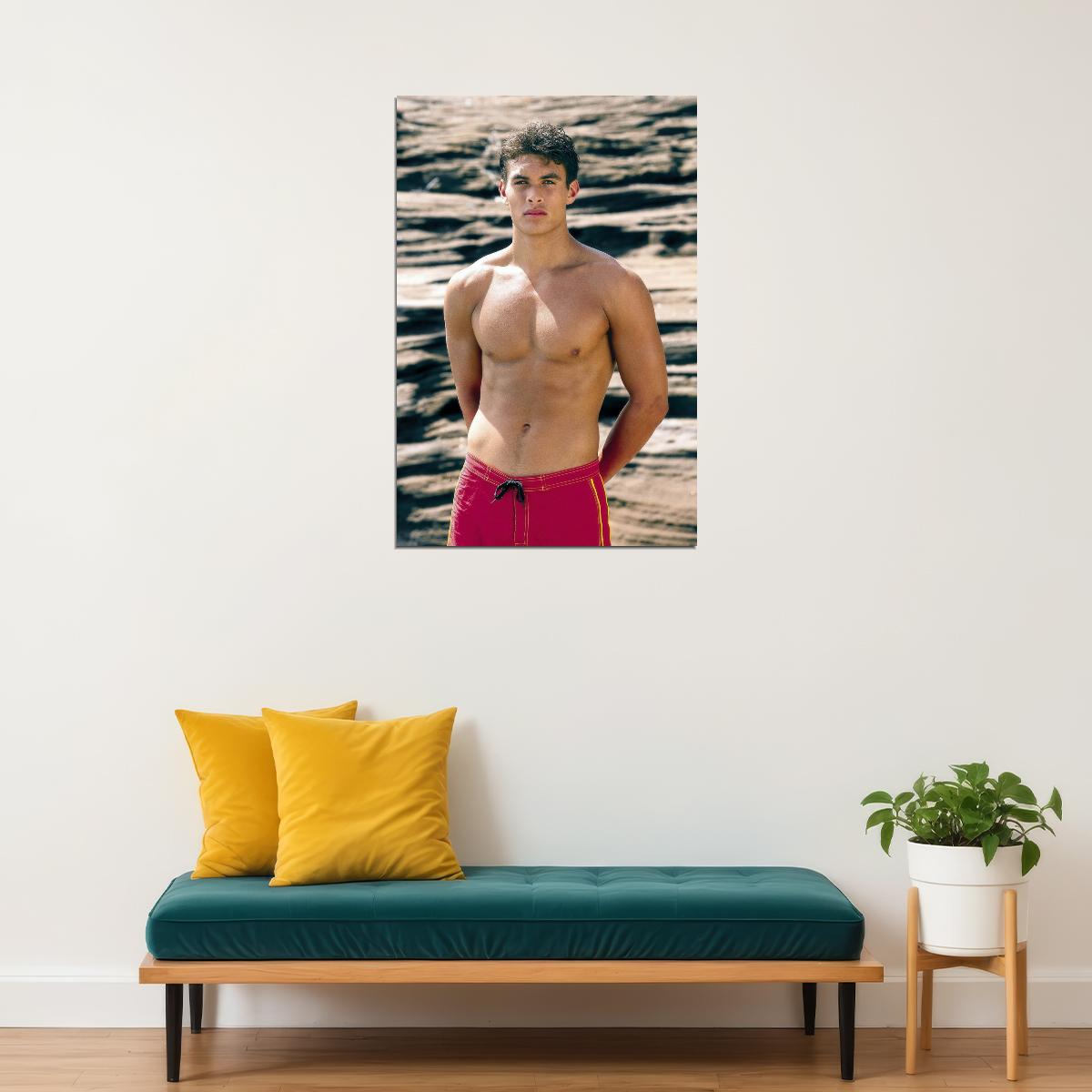 Jason Momoa Shirtless Beach Photo Print Hollywood Celebrity Poster Handsome Man Wall Art Hot Male Model Aesthetic Decor for Bedroom Living Space - xonomax