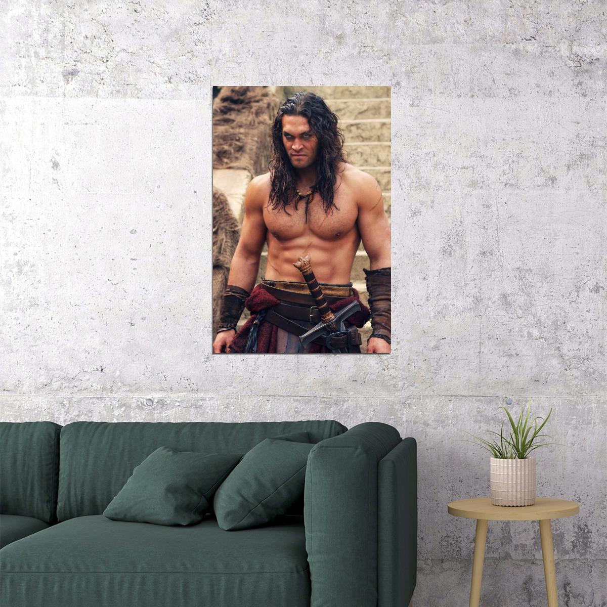 Jason Momoa Epic Warrior Photo Print Hollywood Celebrity Poster Handsome Man Wall Art Hot Male Actor Aesthetic Decor for Bedroom Living Space - xonomax