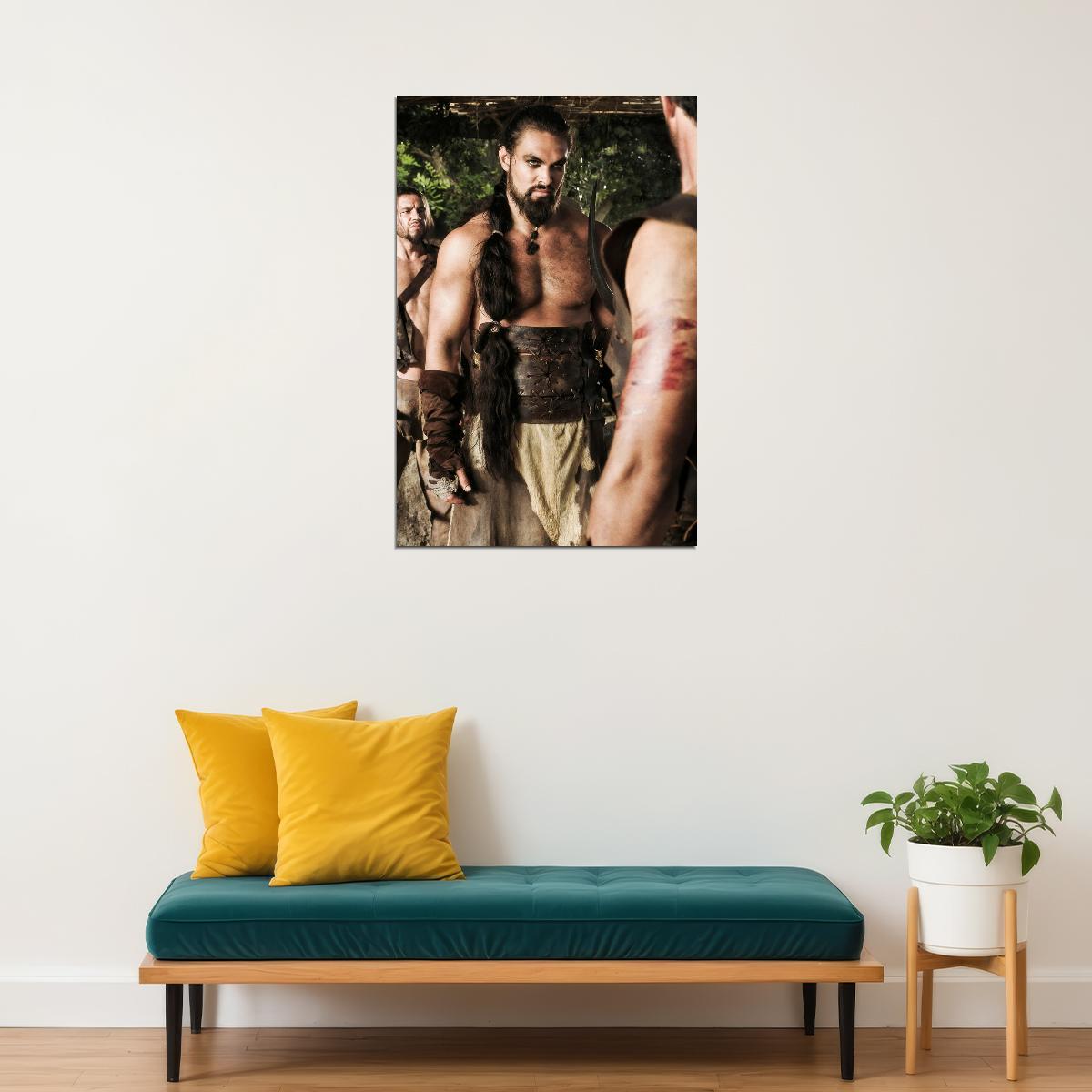 Jason Momoa Shirtless Drogo Fierce Look Photo Print Hollywood Celebrity Poster Handsome Man Wall Art Hot Male Actor Aesthetic Decor for Bedroom Office - xonomax