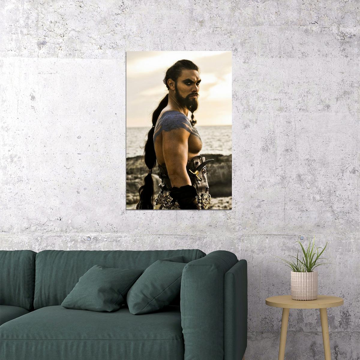 Jason Momoa Drogo Intense Warrior Look Photo Print Hollywood Celebrity Poster Handsome Man Wall Art Hot Male Actor Aesthetic Decor for Bedroom Office - xonomax