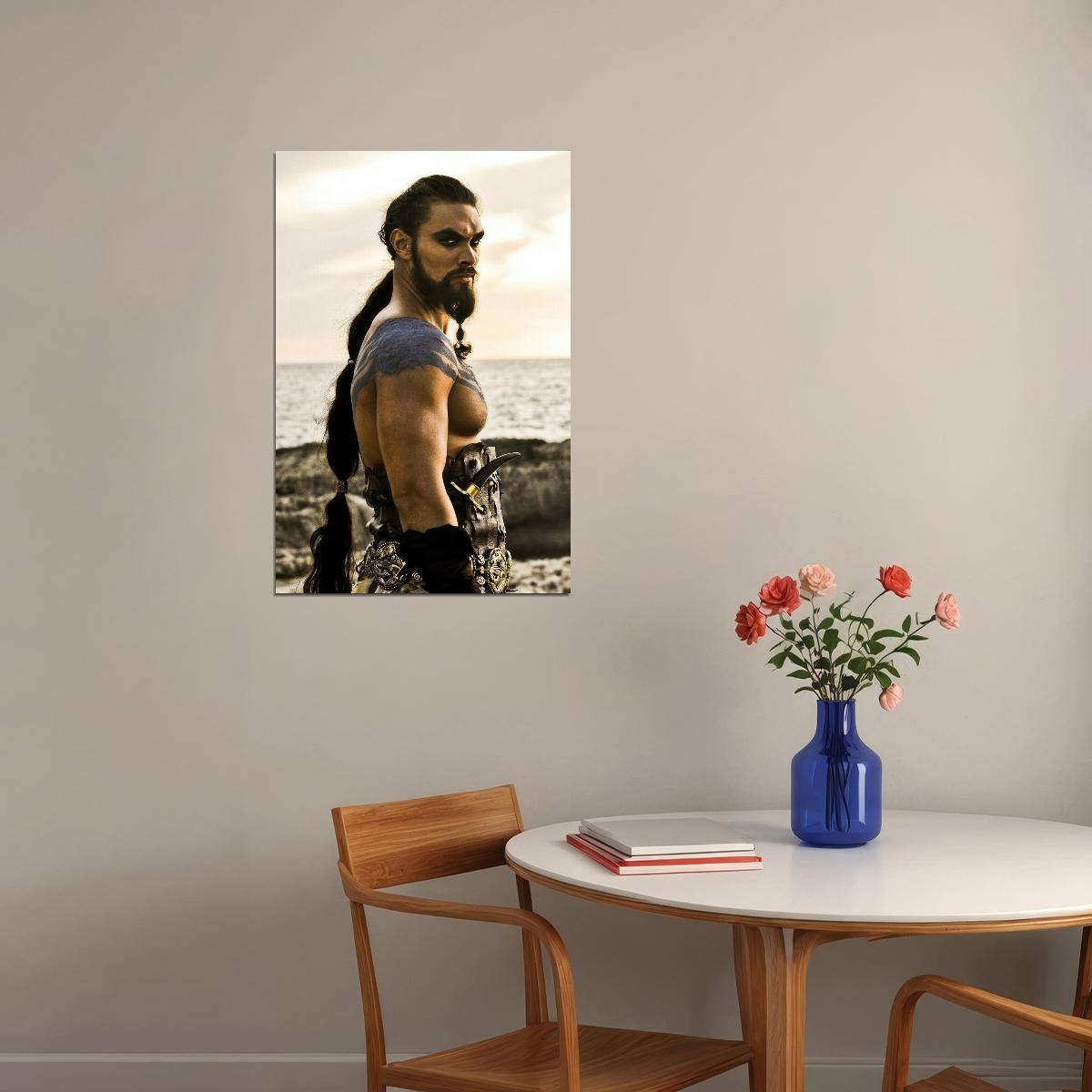 Jason Momoa Drogo Intense Warrior Look Photo Print Hollywood Celebrity Poster Handsome Man Wall Art Hot Male Actor Aesthetic Decor for Bedroom Office - xonomax
