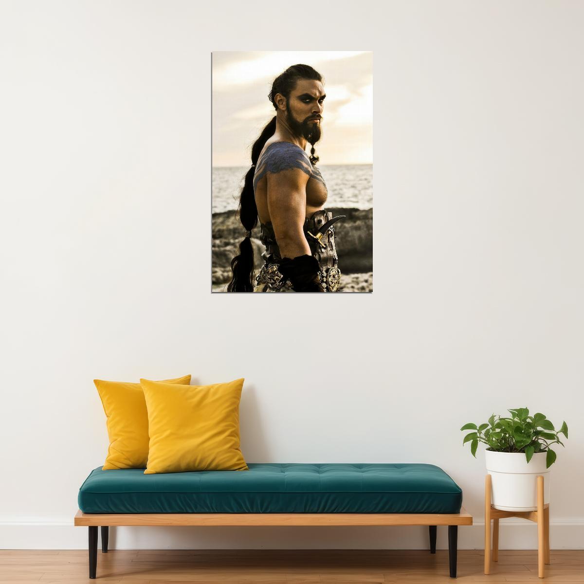 Jason Momoa Drogo Intense Warrior Look Photo Print Hollywood Celebrity Poster Handsome Man Wall Art Hot Male Actor Aesthetic Decor for Bedroom Office - xonomax
