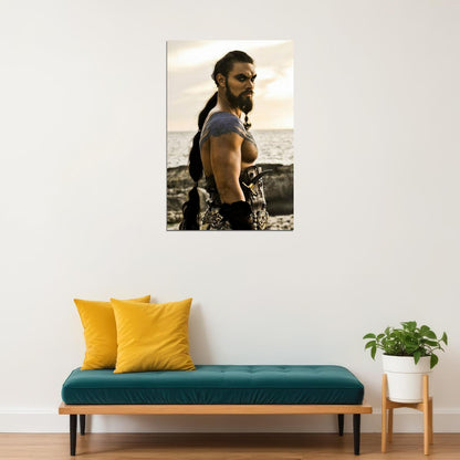 Jason Momoa Drogo Intense Warrior Look Photo Print Hollywood Celebrity Poster Handsome Man Wall Art Hot Male Actor Aesthetic Decor for Bedroom Office - xonomax