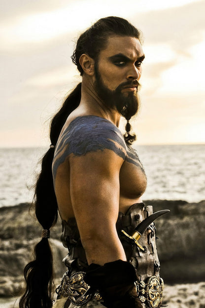 Jason Momoa Drogo Intense Warrior Look Photo Print Hollywood Celebrity Poster Handsome Man Wall Art Hot Male Actor Aesthetic Decor for Bedroom Office - xonomax