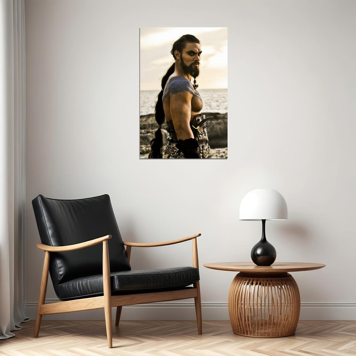 Jason Momoa Drogo Intense Warrior Look Photo Print Hollywood Celebrity Poster Handsome Man Wall Art Hot Male Actor Aesthetic Decor for Bedroom Office - xonomax
