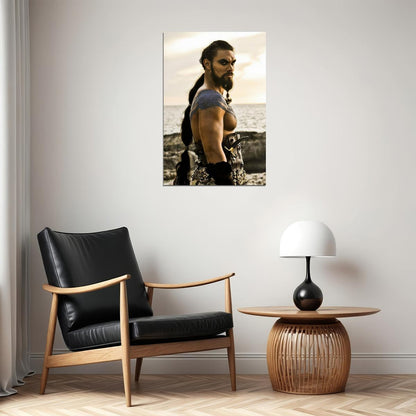 Jason Momoa Drogo Intense Warrior Look Photo Print Hollywood Celebrity Poster Handsome Man Wall Art Hot Male Actor Aesthetic Decor for Bedroom Office - xonomax