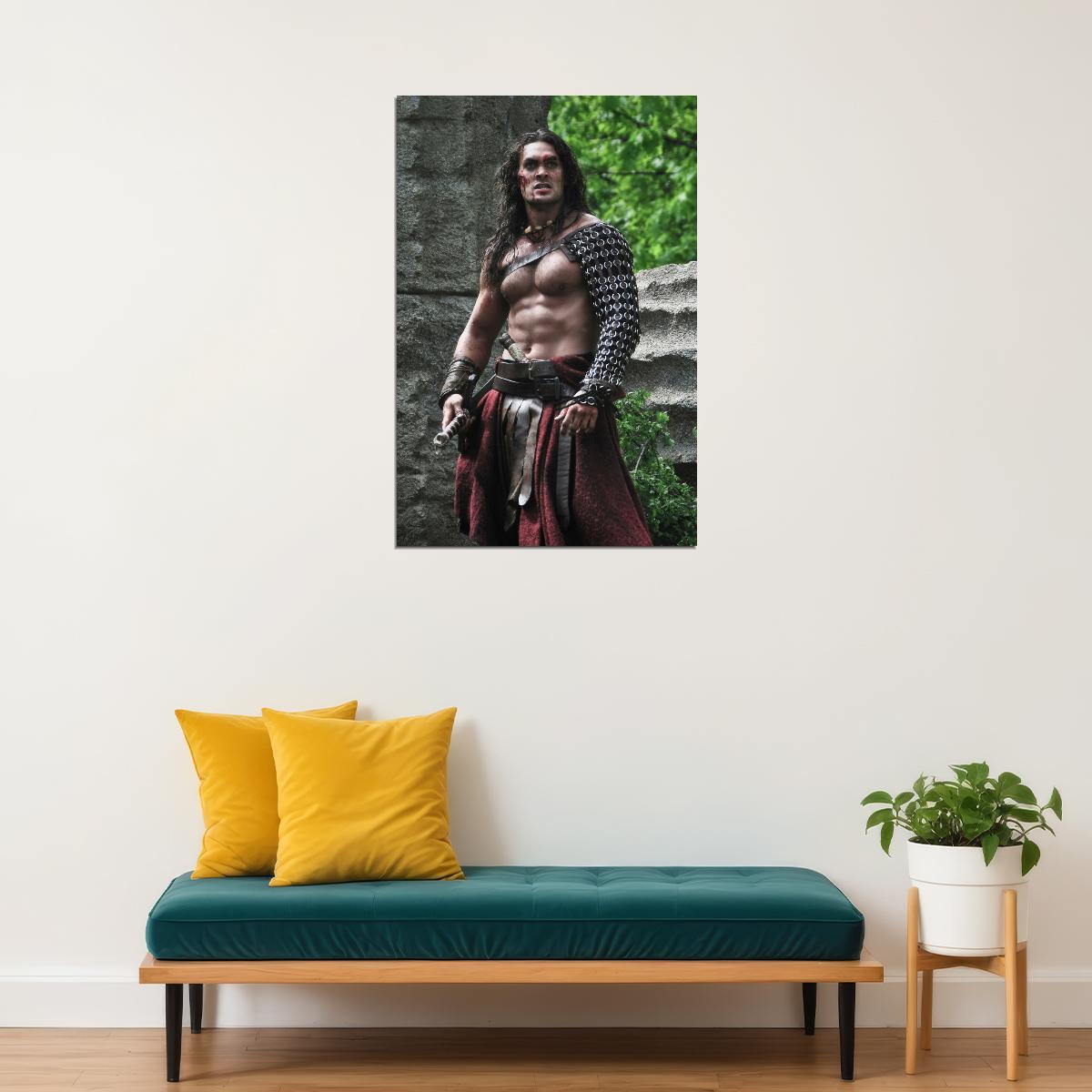 Jason Momoa Barbarian Epic Warrior Photo Print Hollywood Celebrity Poster Handsome Man Wall Art Hot Male Actor Aesthetic Decor for Bedroom Living Space - xonomax
