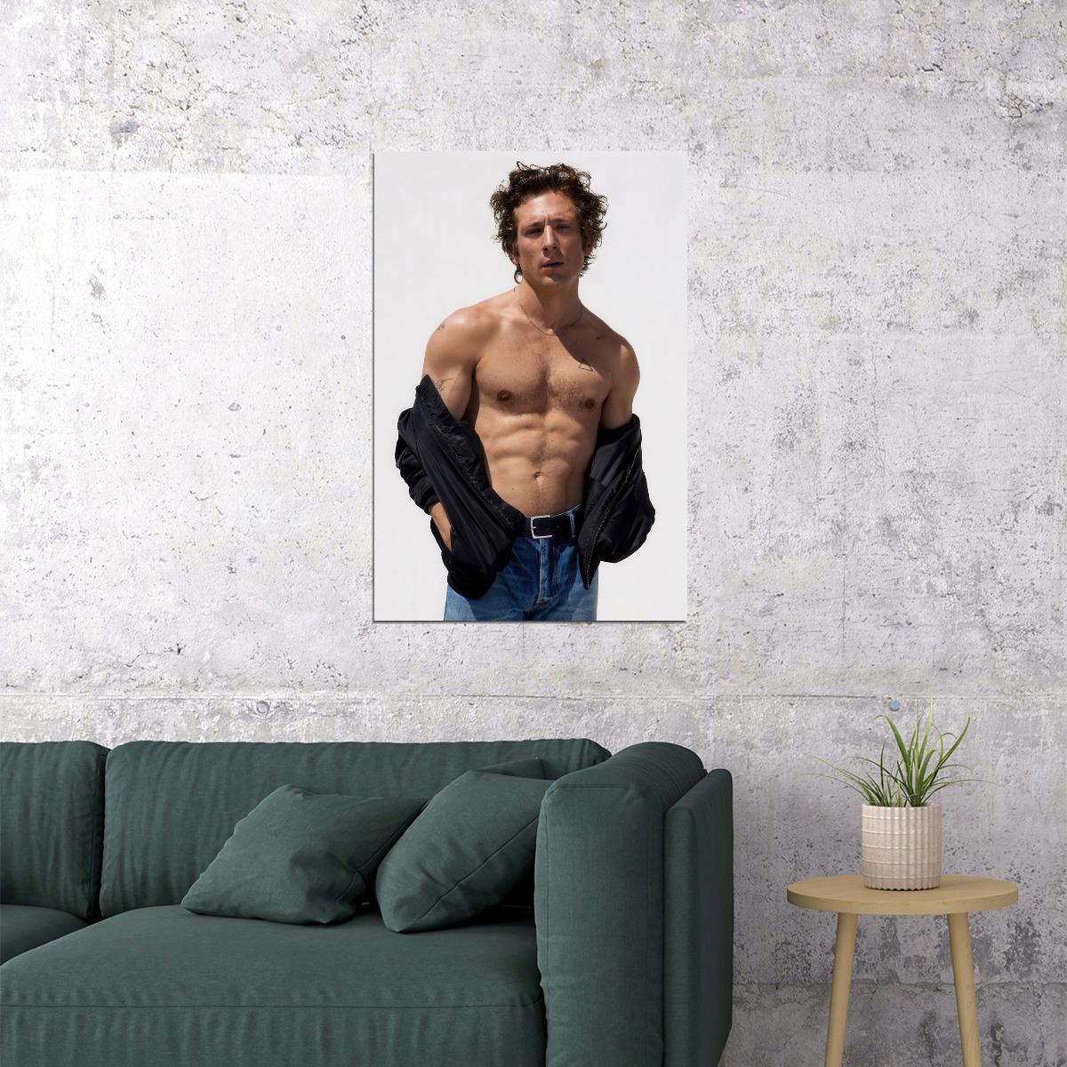 Jeremy Allen White Shirtless Photo Print Hollywood Celebrity Poster Handsome Man Wall Art Hot Male Actor Aesthetic Decor for Bedroom Living Space