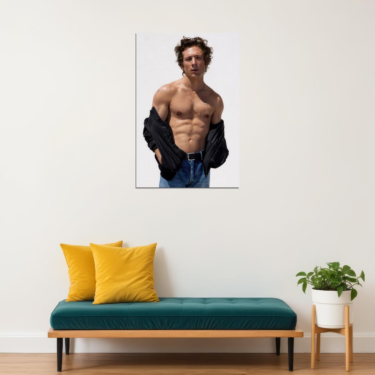 Jeremy Allen White Shirtless Photo Print Hollywood Celebrity Poster Handsome Man Wall Art Hot Male Actor Aesthetic Decor for Bedroom Living Space