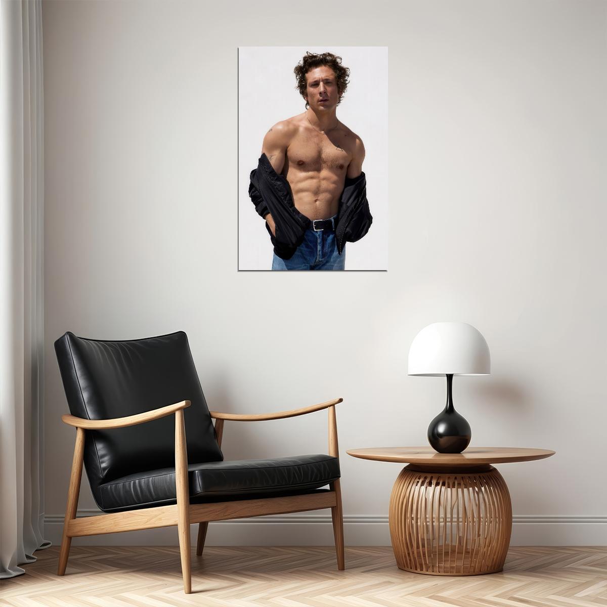 Jeremy Allen White Shirtless Photo Print Hollywood Celebrity Poster Handsome Man Wall Art Hot Male Actor Aesthetic Decor for Bedroom Living Space