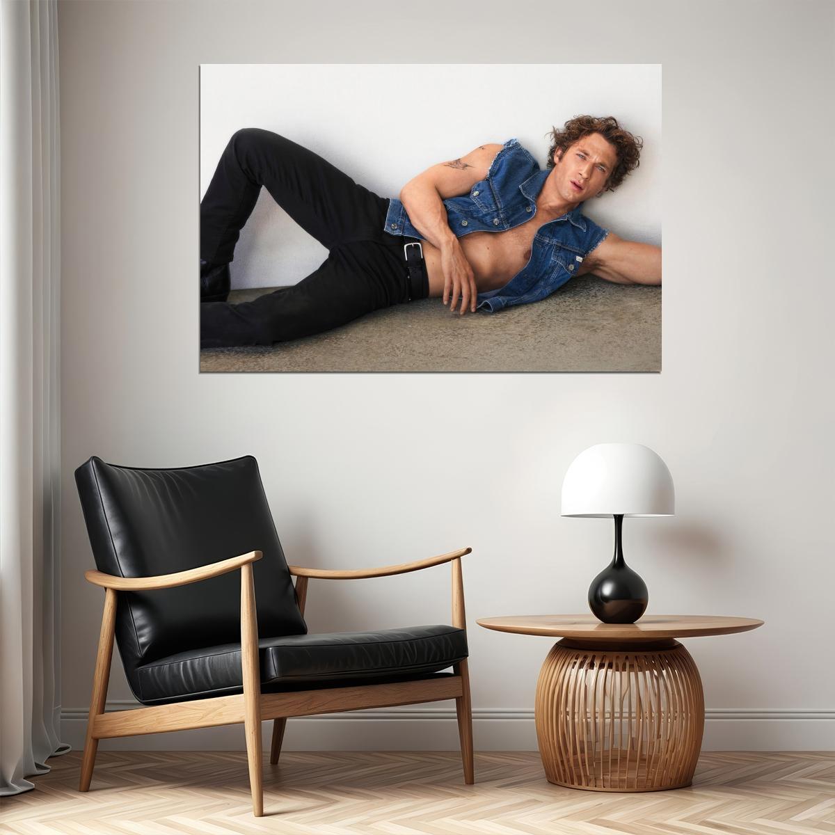 Jeremy Allen White Relaxed Denim Look Photo Print Hollywood Celebrity Poster Handsome Man Wall Art Hot Male Actor Aesthetic Decor for Bedroom Office
