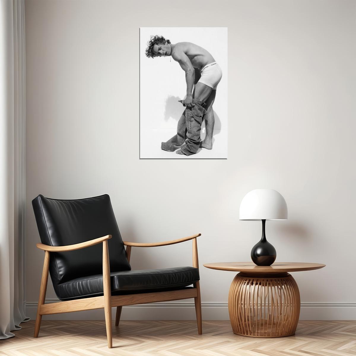 Jeremy Allen White Black and White Shirtless Photo Print Hollywood Celebrity Poster Handsome Man Wall Art Hot Male Model Aesthetic Decor for Bedroom