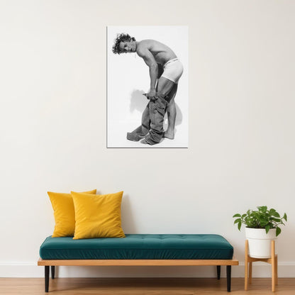 Jeremy Allen White Black and White Shirtless Photo Print Hollywood Celebrity Poster Handsome Man Wall Art Hot Male Model Aesthetic Decor for Bedroom