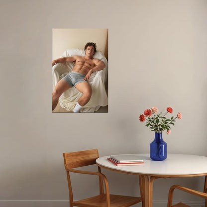 Jeremy Allen White Shirtless Lying Pose Photo Print Hollywood Celebrity Poster Handsome Man Wall Art Hot Male Actor Aesthetic Decor for Bedroom Living Room