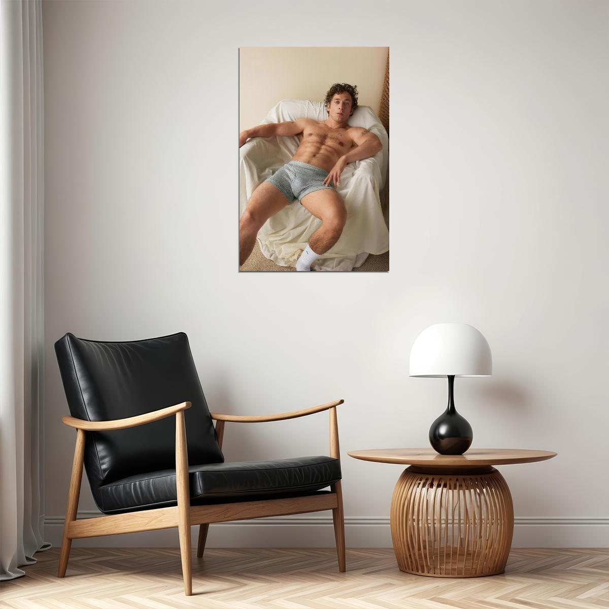 Jeremy Allen White Shirtless Lying Pose Photo Print Hollywood Celebrity Poster Handsome Man Wall Art Hot Male Actor Aesthetic Decor for Bedroom Living Room