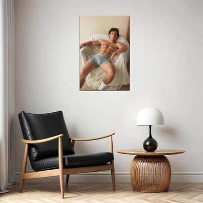 Jeremy Allen White Shirtless Lying Pose Photo Print Hollywood Celebrity Poster Handsome Man Wall Art Hot Male Actor Aesthetic Decor for Bedroom Living Room