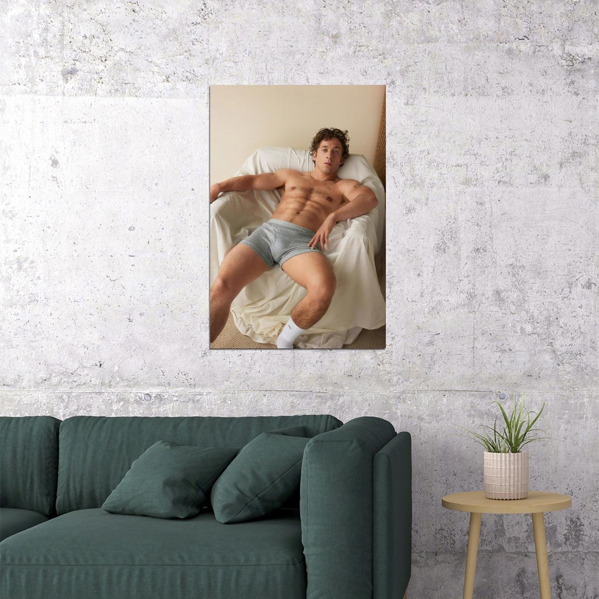 Jeremy Allen White Shirtless Lying Pose Photo Print Hollywood Celebrity Poster Handsome Man Wall Art Hot Male Actor Aesthetic Decor for Bedroom Living Room