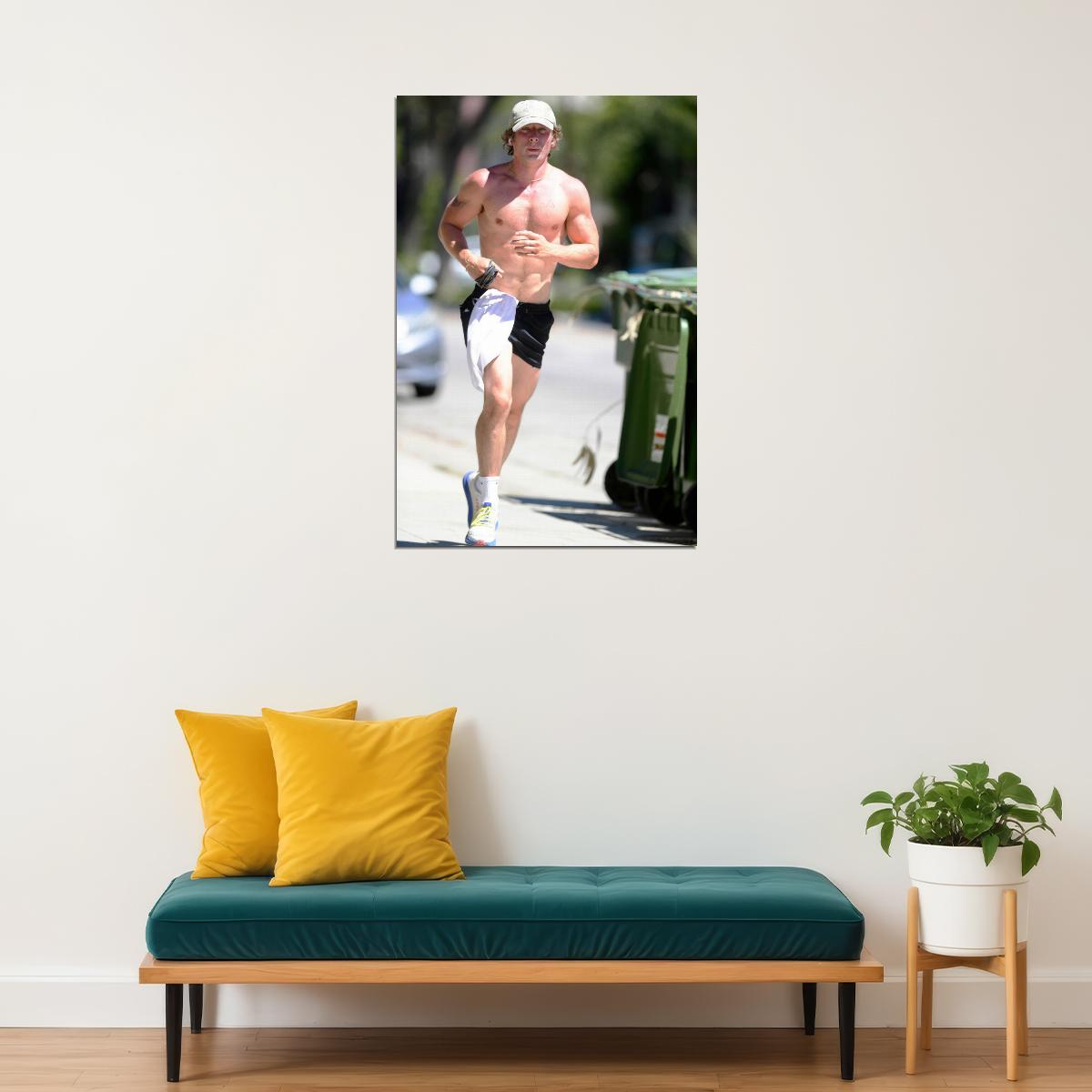 Jeremy Allen White Running Athletic Look Photo Print Hollywood Celebrity Poster Handsome Man Wall Art Hot Male Actor Aesthetic Decor for Bedroom Office