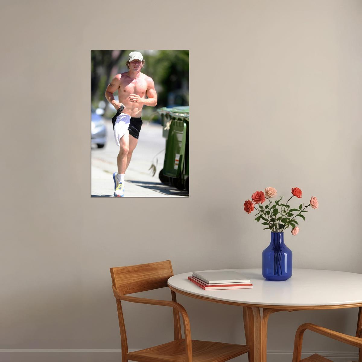Jeremy Allen White Running Athletic Look Photo Print Hollywood Celebrity Poster Handsome Man Wall Art Hot Male Actor Aesthetic Decor for Bedroom Office