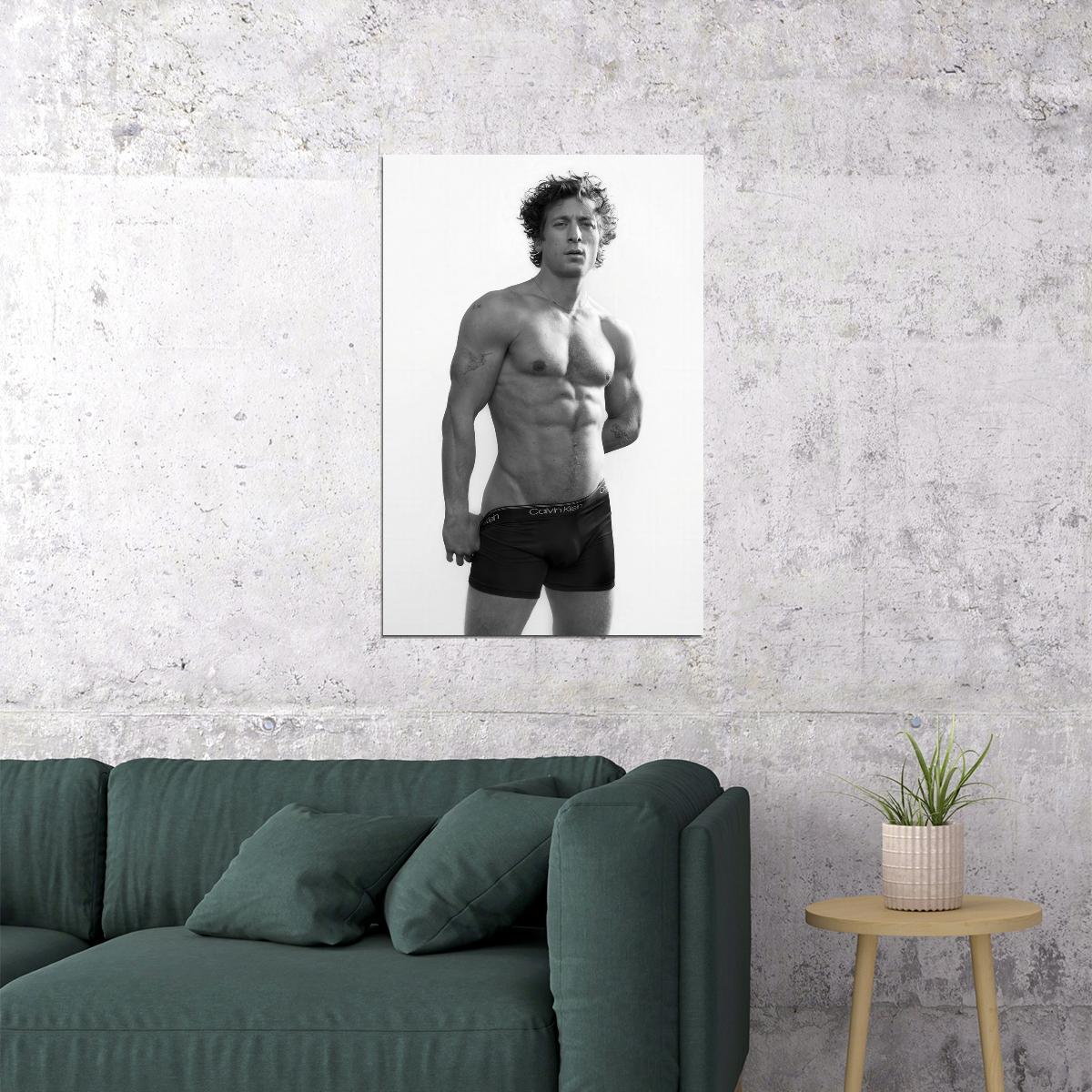 Jeremy Allen White Black and White Boxer Photo Print Hollywood Celebrity Poster Handsome Man Wall Art Hot Male Model Aesthetic Decor for Bedroom