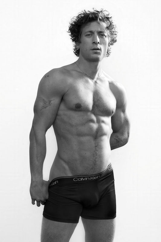 Jeremy Allen White Black and White Boxer Photo Print Hollywood Celebrity Poster Handsome Man Wall Art Hot Male Model Aesthetic Decor for Bedroom