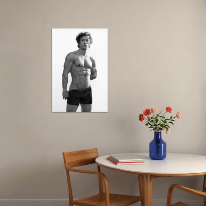 Jeremy Allen White Black and White Boxer Photo Print Hollywood Celebrity Poster Handsome Man Wall Art Hot Male Model Aesthetic Decor for Bedroom