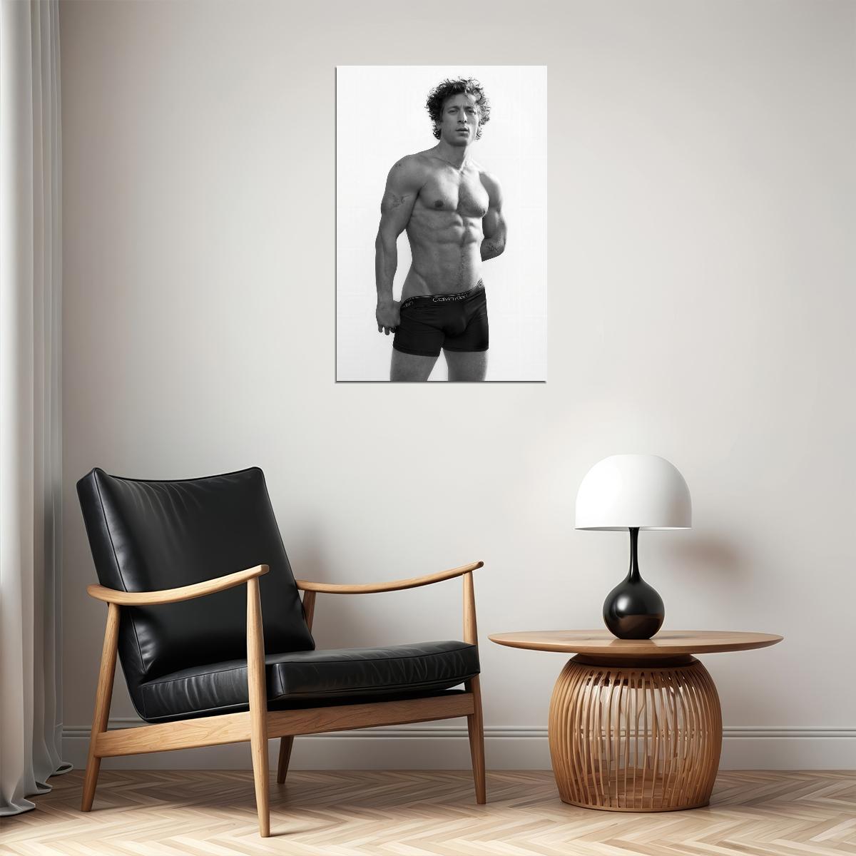 Jeremy Allen White Black and White Boxer Photo Print Hollywood Celebrity Poster Handsome Man Wall Art Hot Male Model Aesthetic Decor for Bedroom