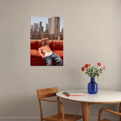Jeremy Allen White Shirtless Couch Pose Photo Print Hollywood Celebrity Poster Handsome Man Wall Art Hot Male Actor Aesthetic Decor for Bedroom Living Room