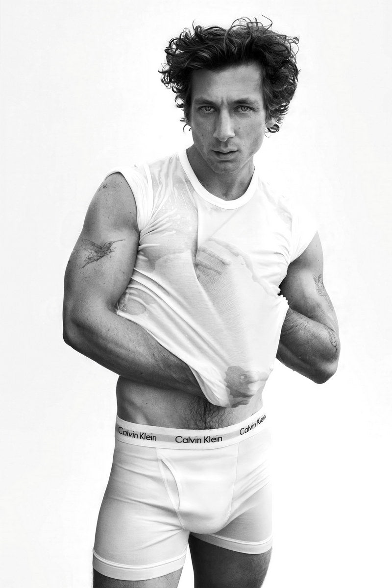 Jeremy Allen White Black and White Undershirt Lift Photo Print Hollywood Celebrity Poster Handsome Man Wall Art Hot Male Actor Aesthetic Decor for Bedroom