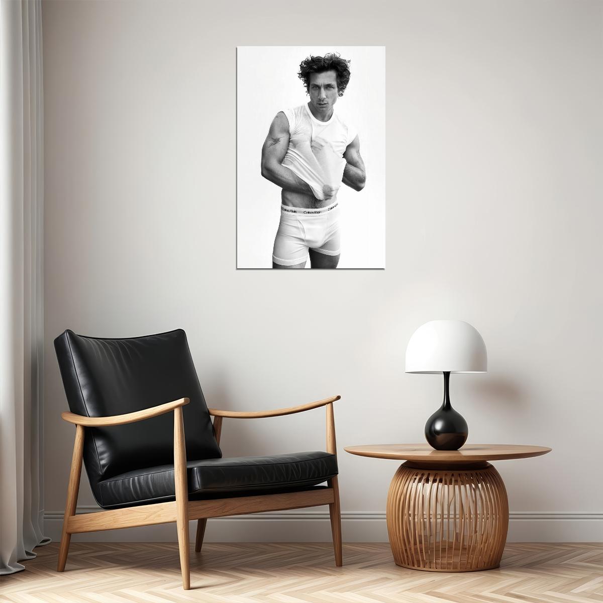 Jeremy Allen White Black and White Undershirt Lift Photo Print Hollywood Celebrity Poster Handsome Man Wall Art Hot Male Actor Aesthetic Decor for Bedroom