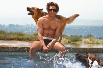 Jeremy Allen White Poolside Photo Print Hollywood Celebrity Poster Handsome Man Wall Art Hot Male Actor Aesthetic Decor for Bedroom Living Space