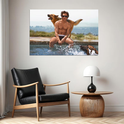 Jeremy Allen White Poolside Photo Print Hollywood Celebrity Poster Handsome Man Wall Art Hot Male Actor Aesthetic Decor for Bedroom Living Space