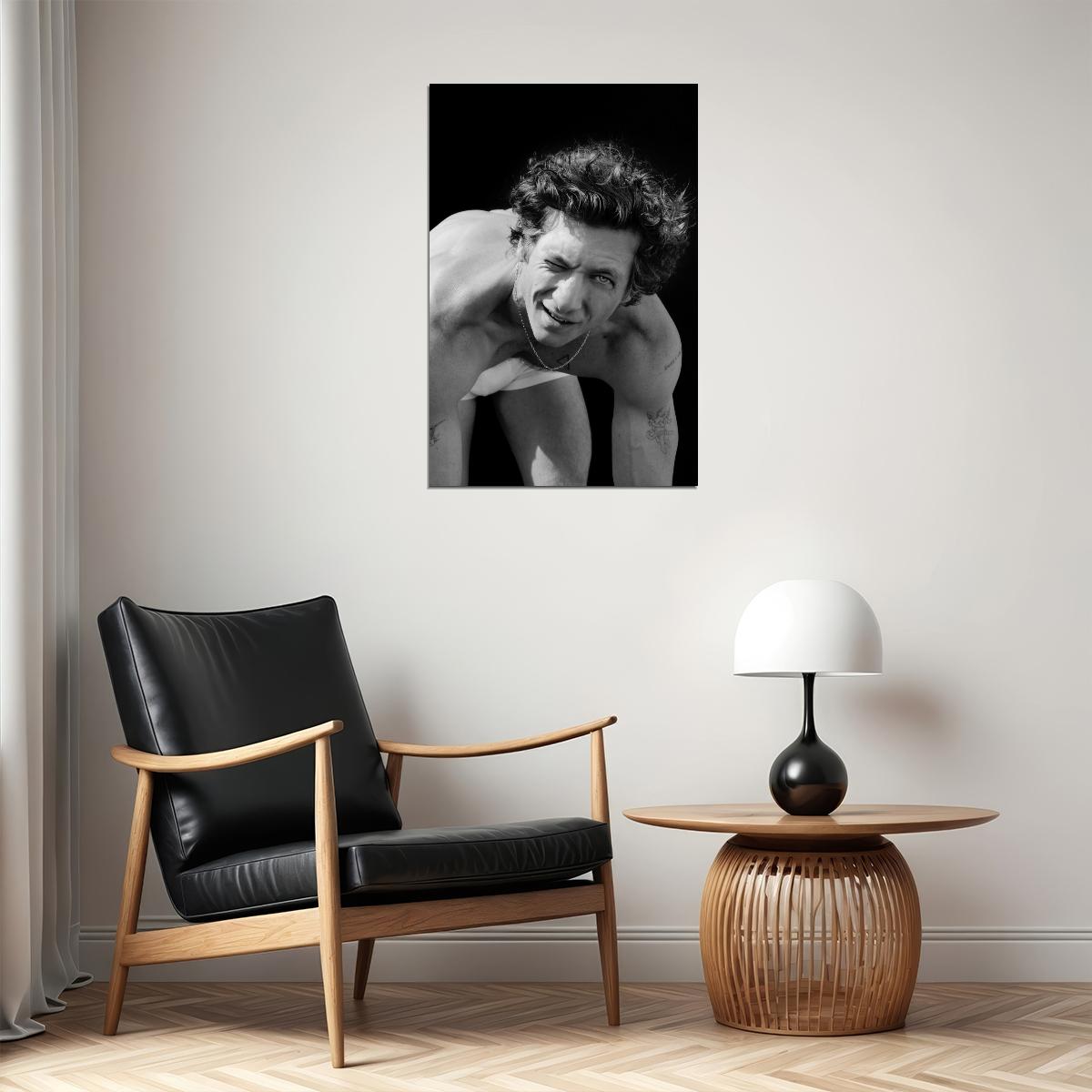 Jeremy Allen White Black and White Smiling Photo Print Hollywood Celebrity Poster Handsome Man Wall Art Hot Male Actor Aesthetic Decor for Bedroom