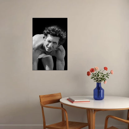 Jeremy Allen White Black and White Smiling Photo Print Hollywood Celebrity Poster Handsome Man Wall Art Hot Male Actor Aesthetic Decor for Bedroom