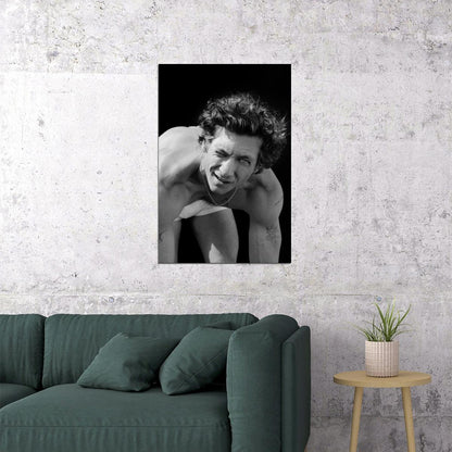 Jeremy Allen White Black and White Smiling Photo Print Hollywood Celebrity Poster Handsome Man Wall Art Hot Male Actor Aesthetic Decor for Bedroom