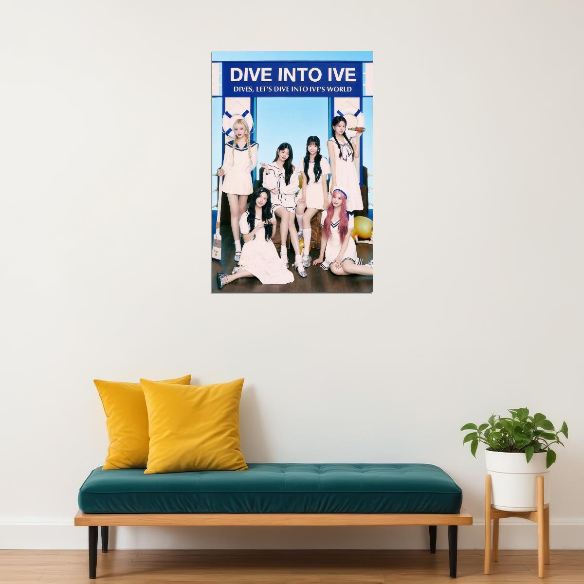 Ive Poster 4th Fanclub Dive Into Ive Concept Photo Print K-Pop Home Decor For Living Room Aesthetic Kpop Female Girl Group - xonomax