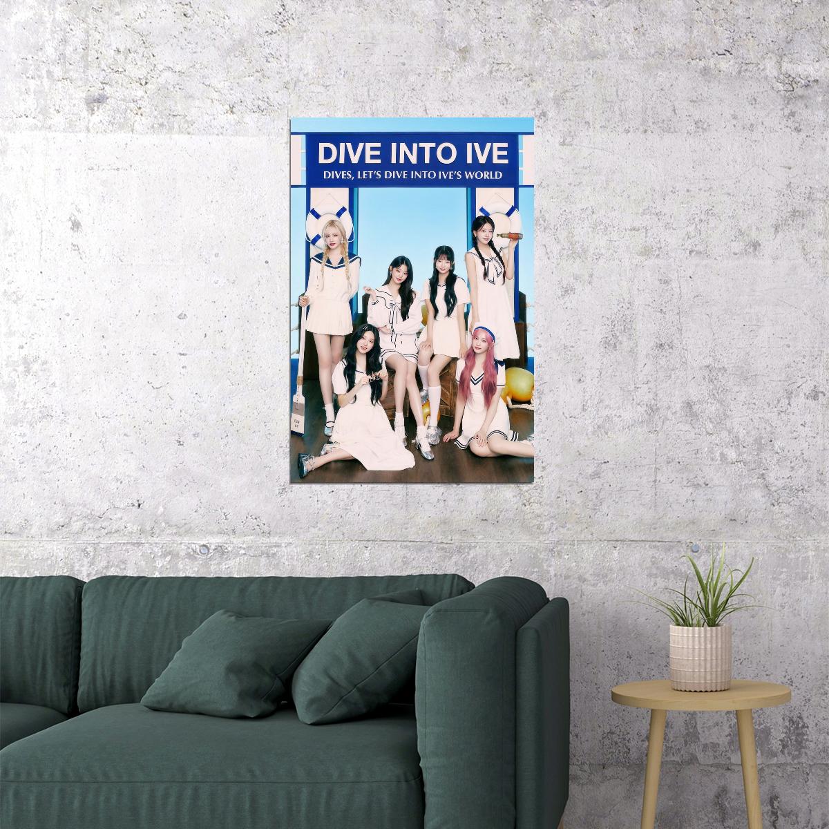 Ive Poster 4th Fanclub Dive Into Ive Concept Photo Print K-Pop Home Decor For Living Room Aesthetic Kpop Female Girl Group - xonomax