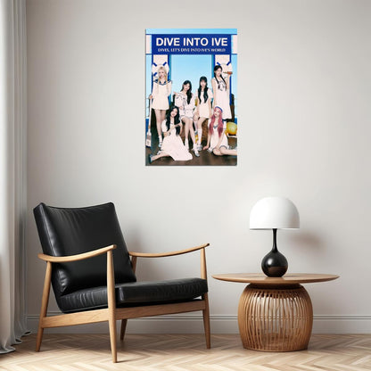 Ive Poster 4th Fanclub Dive Into Ive Concept Photo Print K-Pop Home Decor For Living Room Aesthetic Kpop Female Girl Group - xonomax