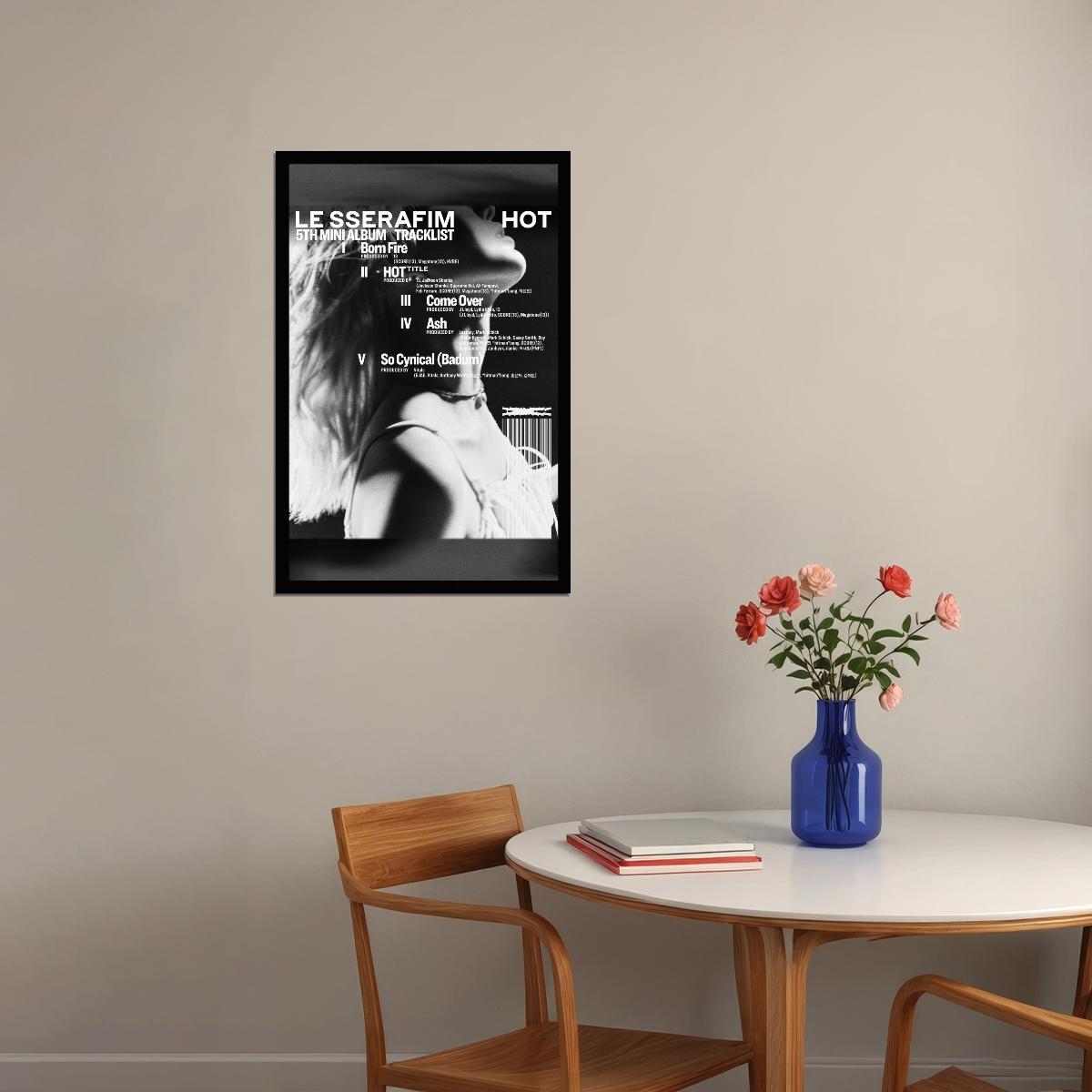 Le Sserafim Hot Album Poster Track List Artwork Print K-Pop Home Decor For Living Room Aesthetic Kpop Female Girl Group - xonomax