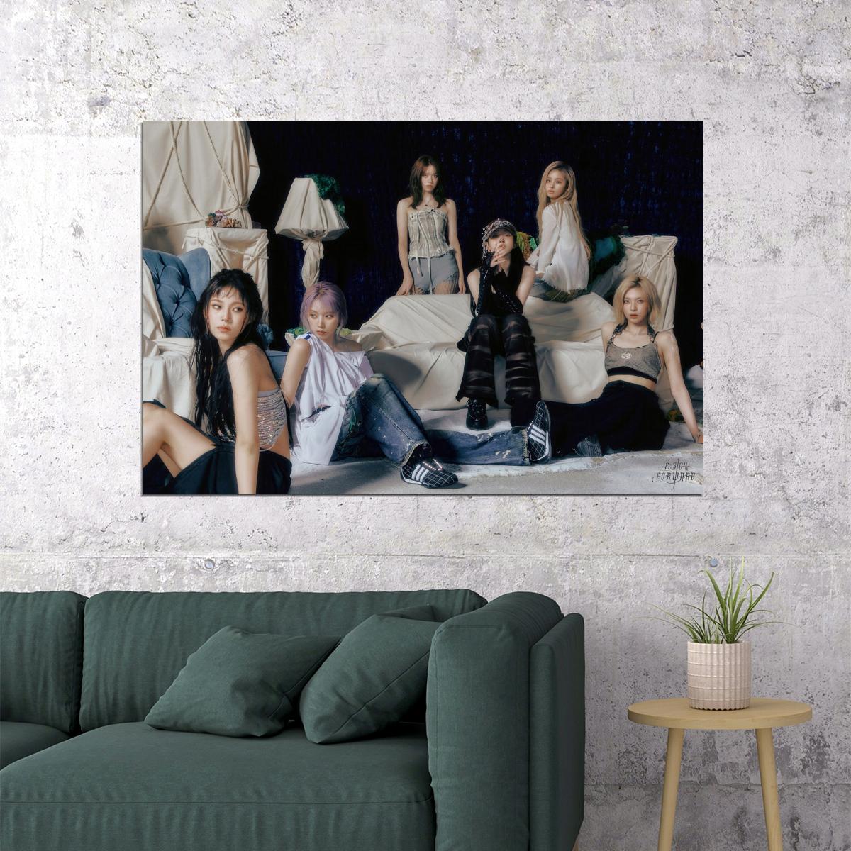 Nmixx Poster Fe3o4 Forward Ep Concept Group Photo Print K-Pop Home Decor For Living Room Aesthetic Kpop Female Girl Group